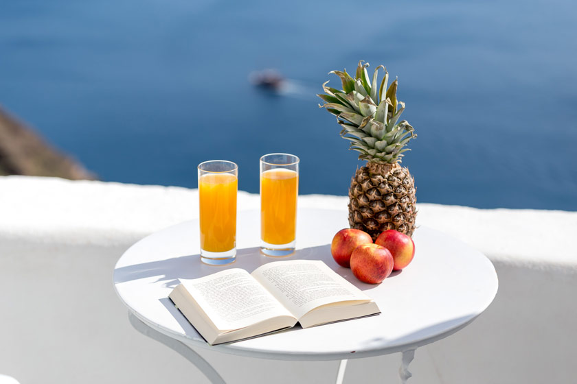 Sea view balcony of a standard studio in Oia Santorini