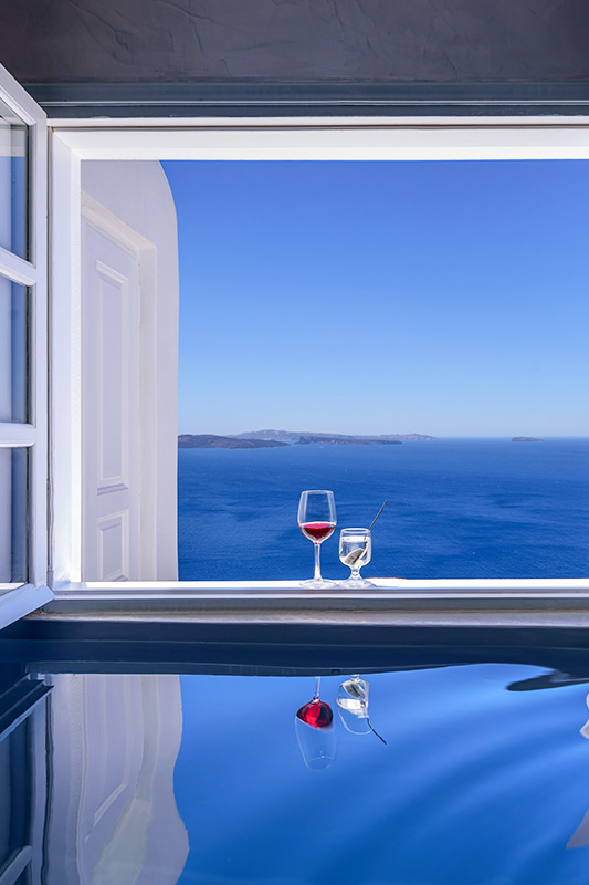 Thirea Santorini Studios – Bathroom with View
