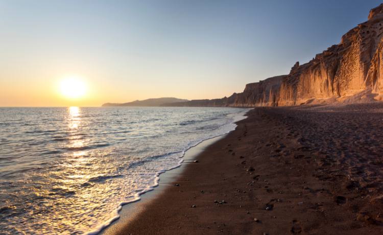 The amazing beach of Vlychada in Santorini