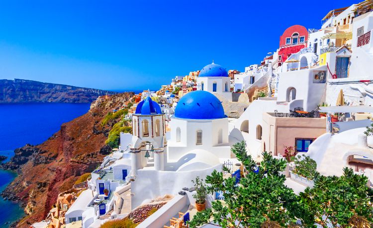 View of Oia Santorini Greece